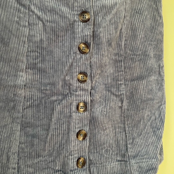 Forever 21 Blue Corduroy Button Up Mini Skirt Womens Small - Picture 2 of 4